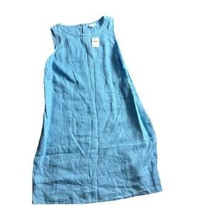 NEW J. Jill linen sleeveless Maxi Dress women's Large Blue boho flowy pockets